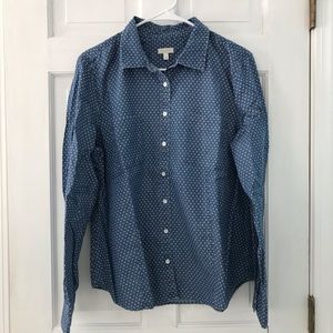 Talbots Polka-Dot Chambray Button-Up Shirt